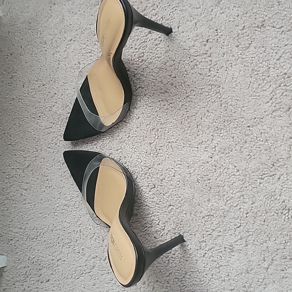 Black Heeled Mules